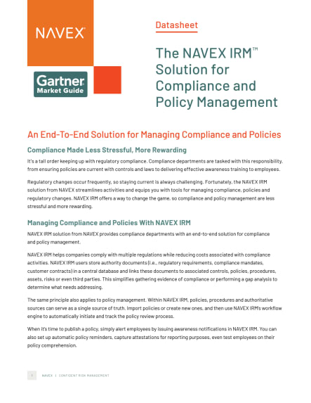 The Navex Irm Solution For Compliance And Policy Management Navex 3739